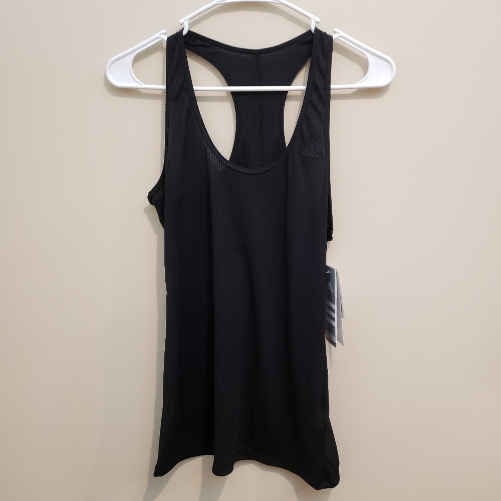 Adidas ClimaLite Black Poly Rib Tank - M